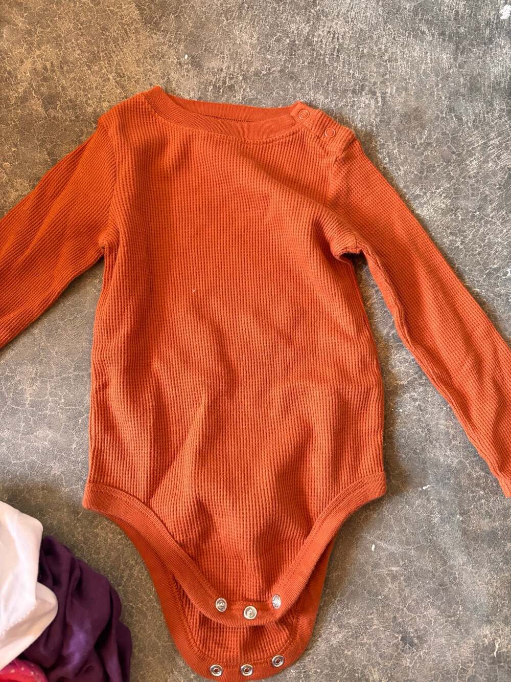 Garanimals Orange Waffle Knit Long Sleeve Baby Bodysuit 24M